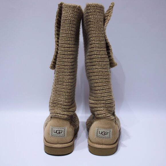 UGG Australia Cardy Beige Knit Button Up Sweater Winter Snow Boots Women Size 7 - Picture 8 of 15